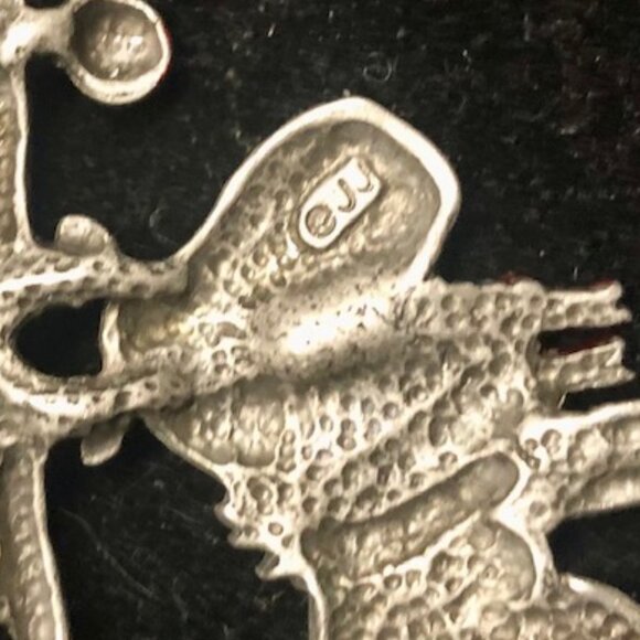 Vintage JJ Jonette Jewelry Silver Pewter Enamel Merry Christmoose Brooch Pin - Picture 6 of 6